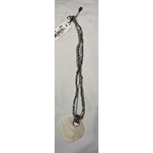 Carolee Silver Tone Beaded Multi Strand Faux‎ Mother of Pearl Pendant Necklace